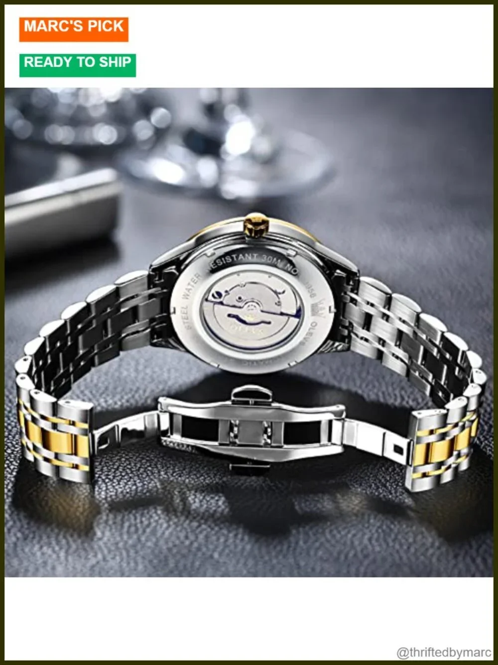 Automatic Mechanical Dress Watch Stainless Steel Waterproof Luminous Day Date